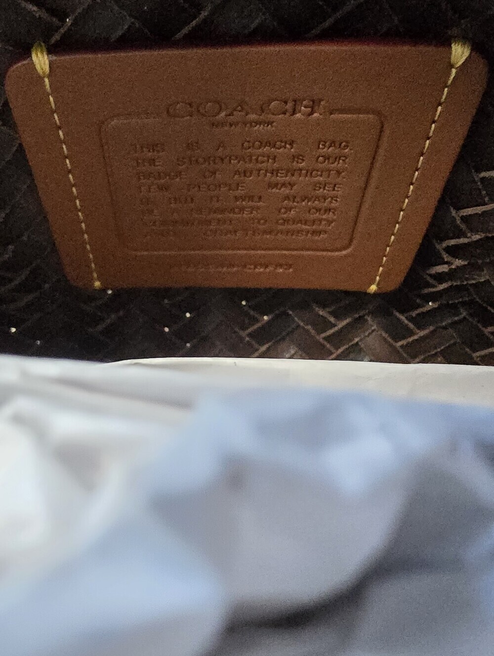 Coach Woven Leather Swing Tote Maple Brown - Picture 5 of 8